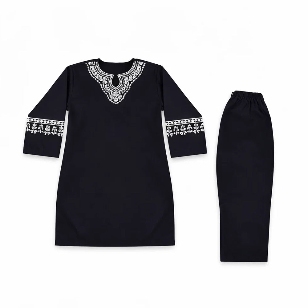 GIRLS L/S 2PC KURTA SUIT BLACK ZHS-26 7-8 YEAR 7117