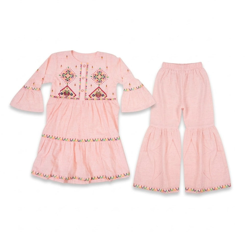 GIRLS L/S 2PC KURTA SUIT PEACH ZHS-26 6-7 YEAR 5277