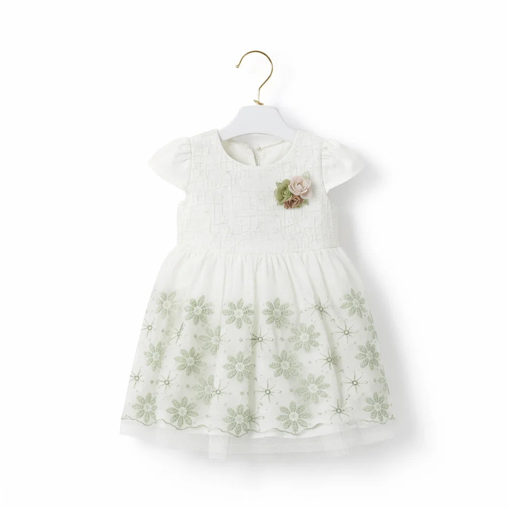 GIRLS CAP/SLV 2PC FANCY FROCK GREEN ZHS-26 12-18M 2199