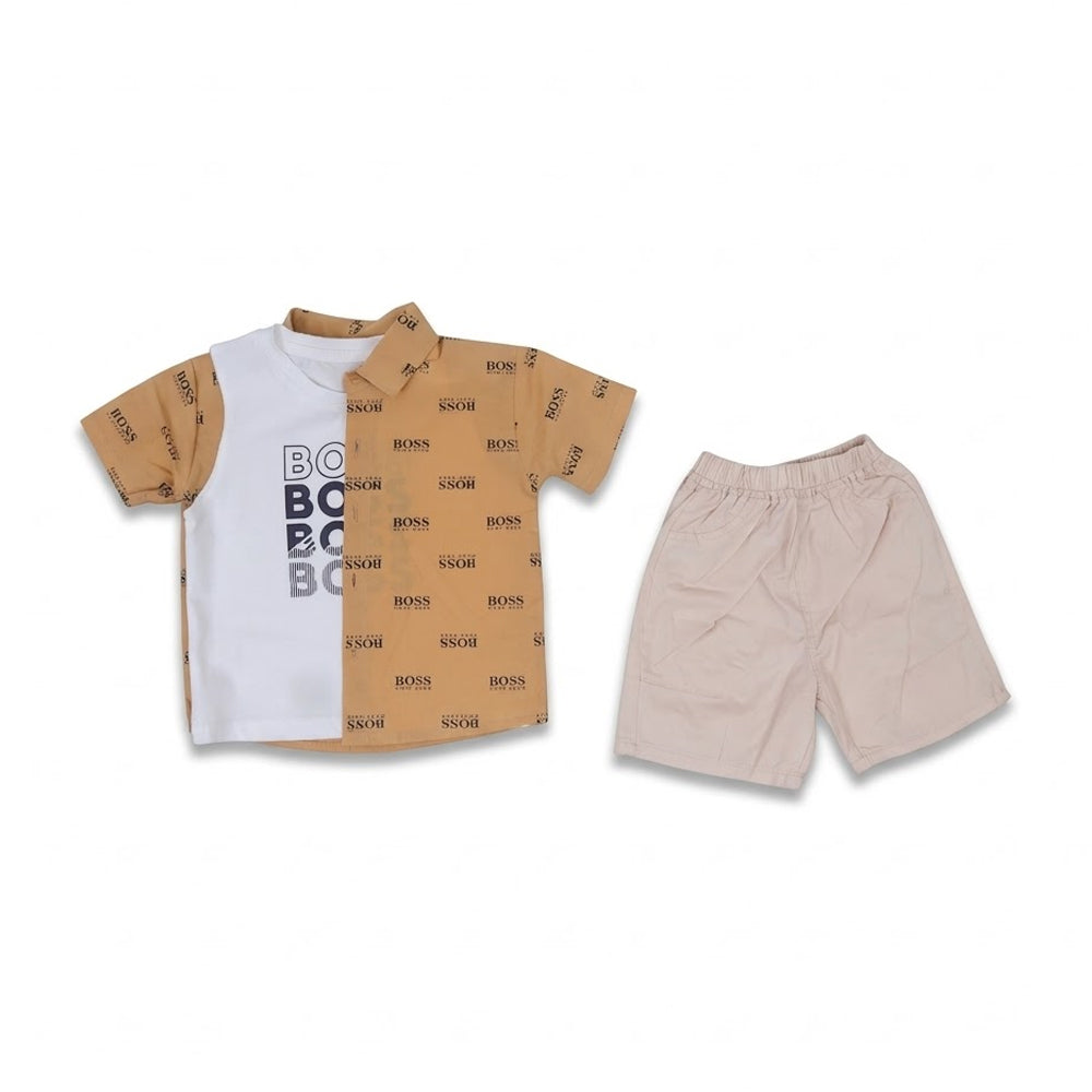 BOYS S/S 3PC KNICKER SUIT L BROWN ZHS-26 2-3 YEAR 2673