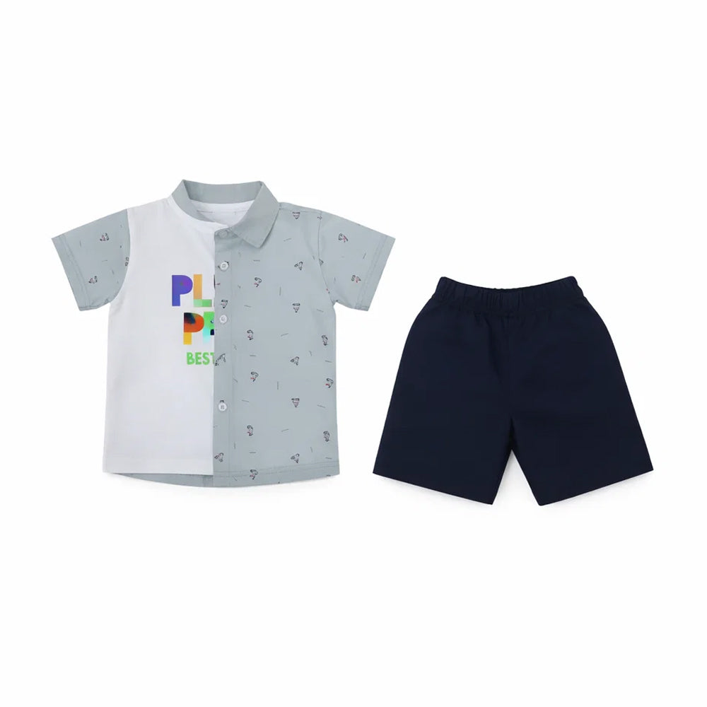 BOYS S/S 3PC KNICKER SUIT SEA GREEN ZHS-26 18-24M 2681
