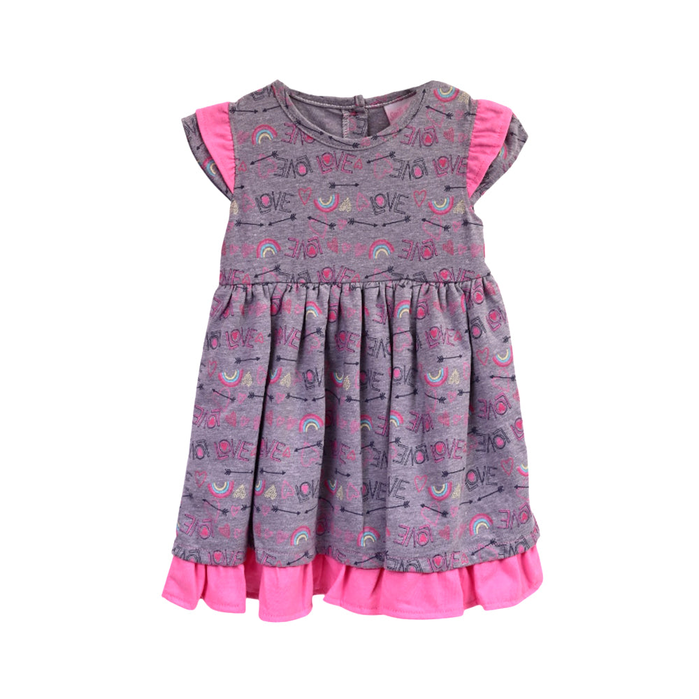 GIRLS CAP/SLV KNIT FROCK PINK ZHS-26 18-24M 6202