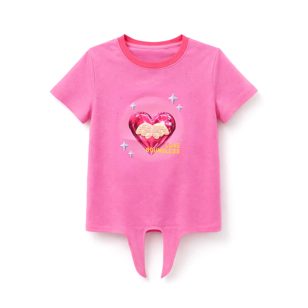 GIRLS S/S KNIT BLOUSE PINK ZHS-26 8-9 YEAR B-787