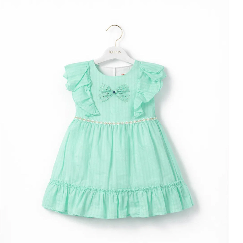 GIRLS CAP/SLV 2PC FROCK GREEN ZHS-26 12-18M HE-004 C.G