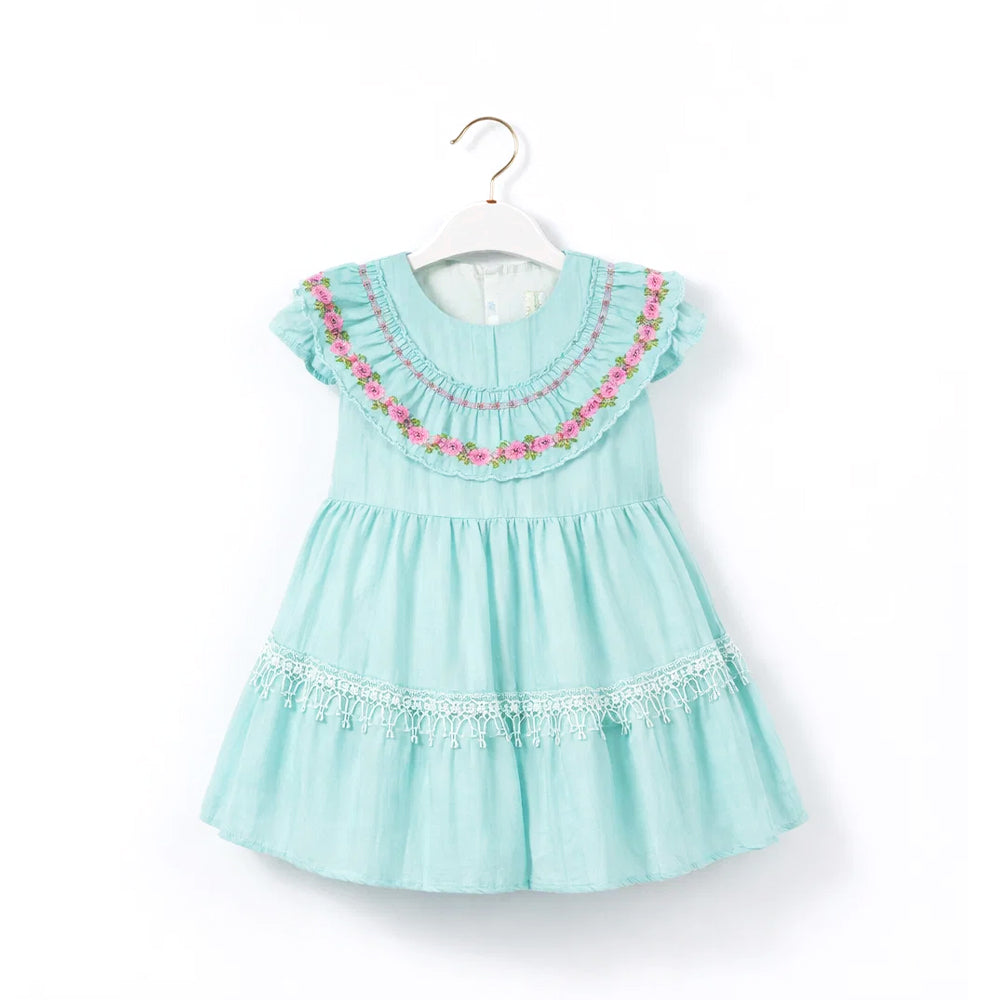 GIRLS CAP/SLV 2PC FROCK GREEN ZHS-26 9-12M HE-007 C.G