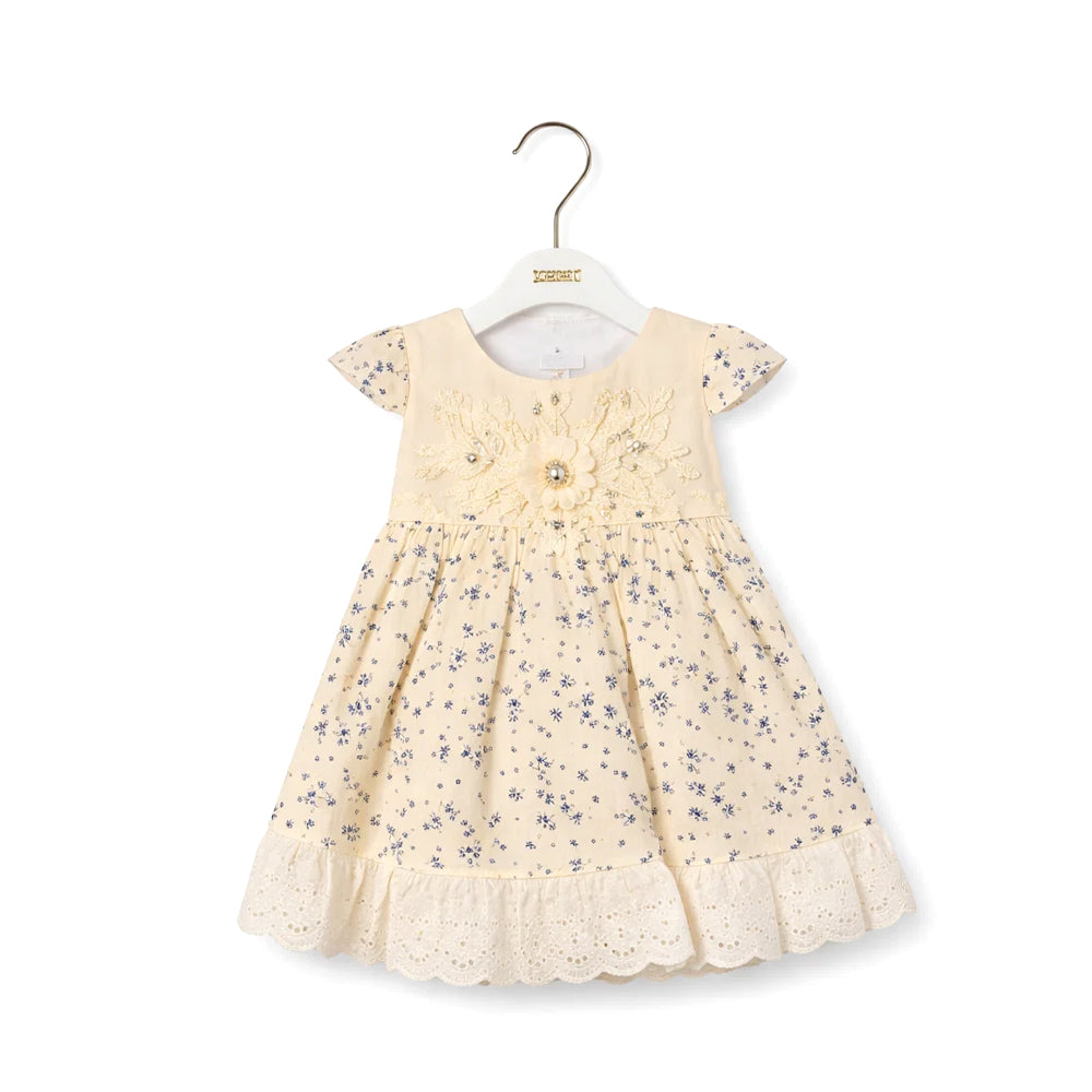 GIRLS CAP/SLV 2PC FROCK CREAM ZHS-26 9-12M 22116 C.G