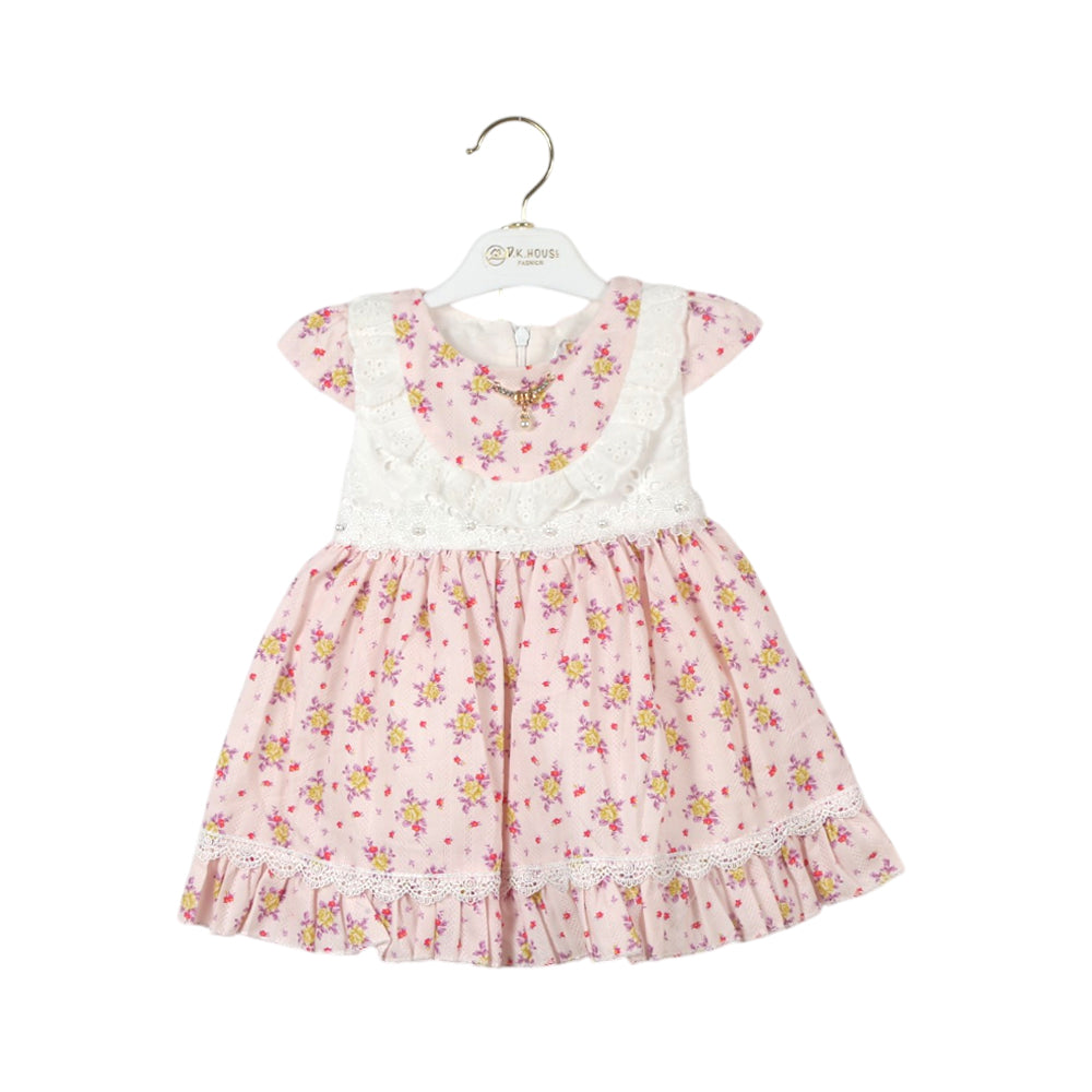 GIRLS CAP/SLV 2PC FROCK PINK ZHS-26 9-12M 4100 C.G