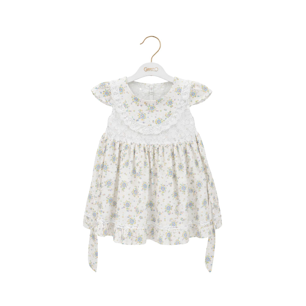 GIRLS CAP/SLV 2PC FROCK WHITE ZHS-26 12-18M 4100 C.G