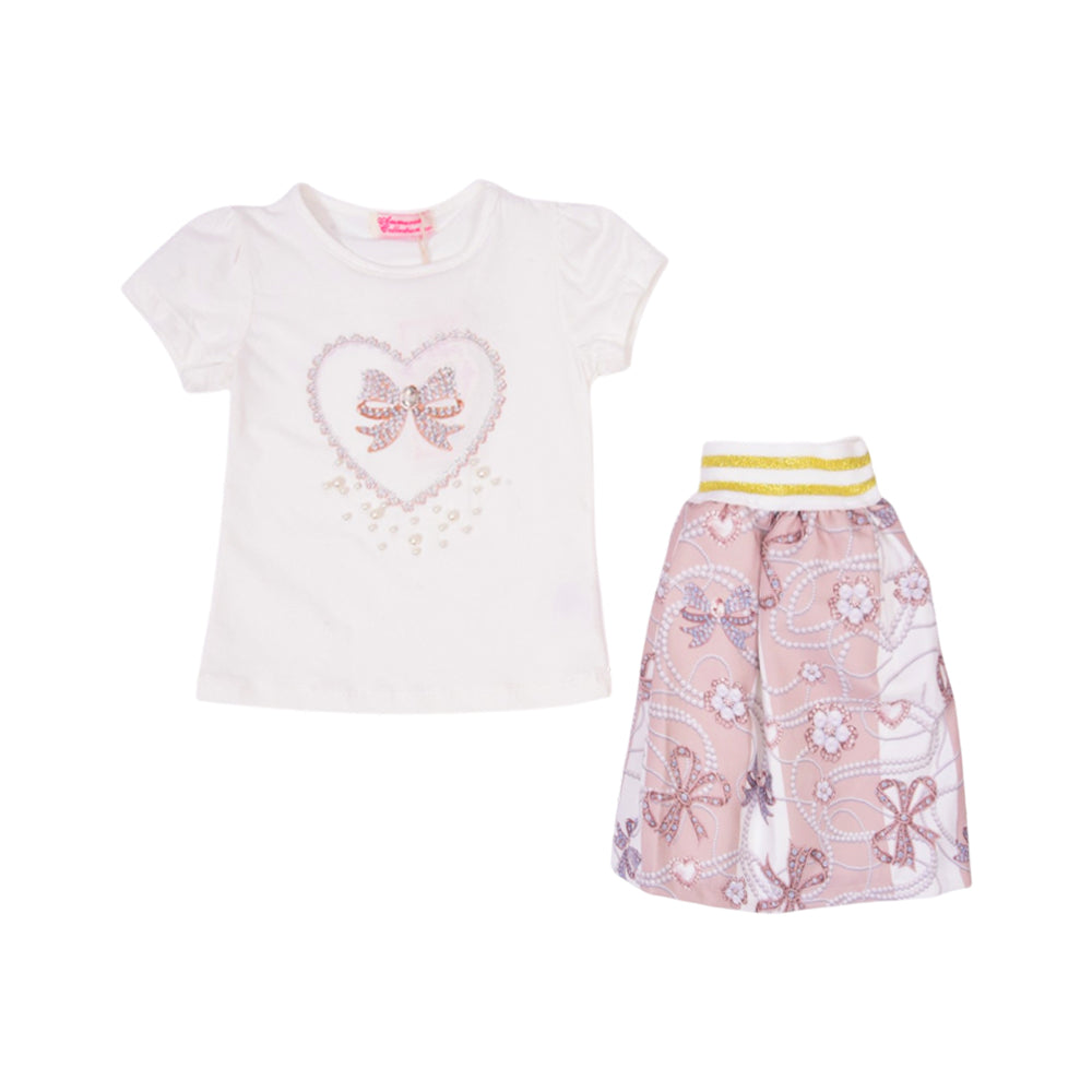 GIRLS S/S 2PC SKIRT SUIT CREAM ZHS-26 2-3 YEAR BL-005 C.G