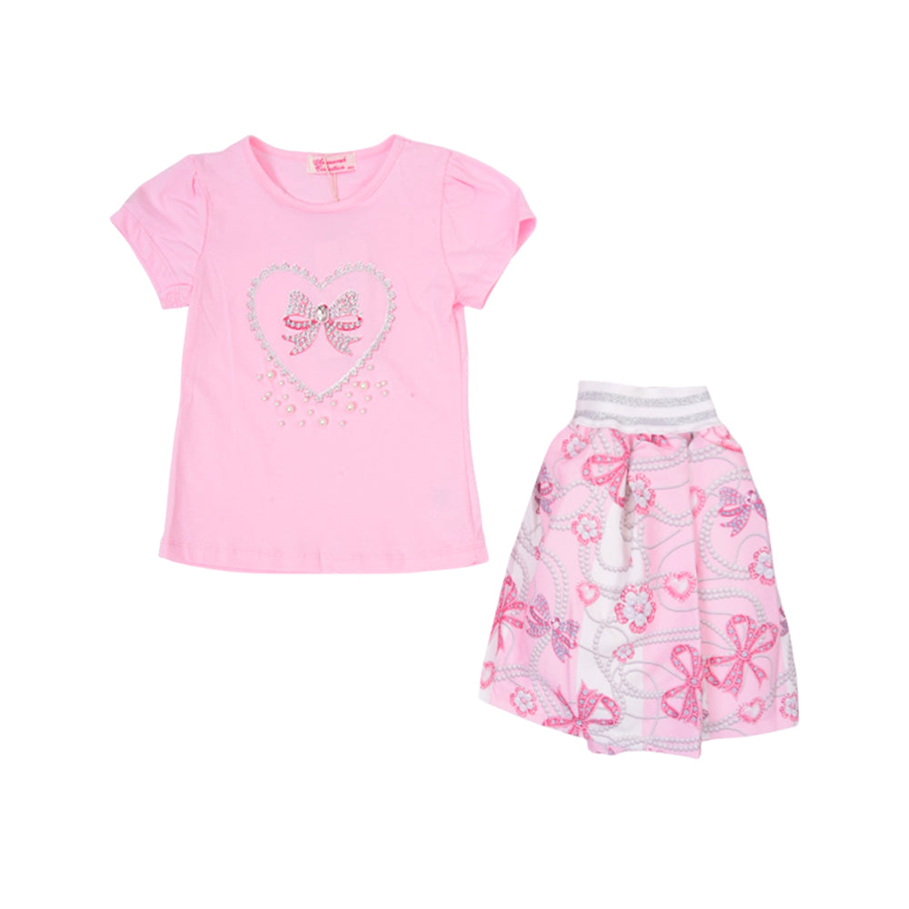 GIRLS S/S 2PC SKIRT SUIT PINK ZHS-26 3-4 YEAR BL-005 C.G
