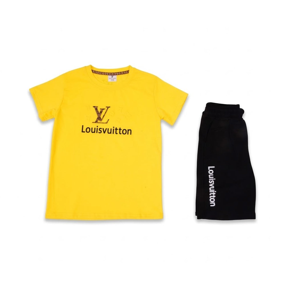 BOYS S/S 2PC KNICKER SUIT BRANDED YELLOW ZHS-26 7-8 YEAR 078