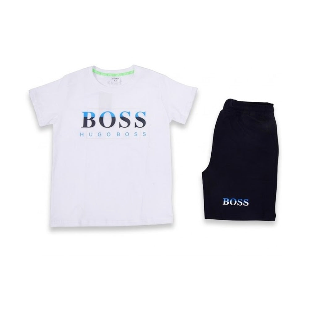BOYS S/S 2PC KNICKER SUIT BRANDED WHITE ZHS-26 8-9 YEAR 0680