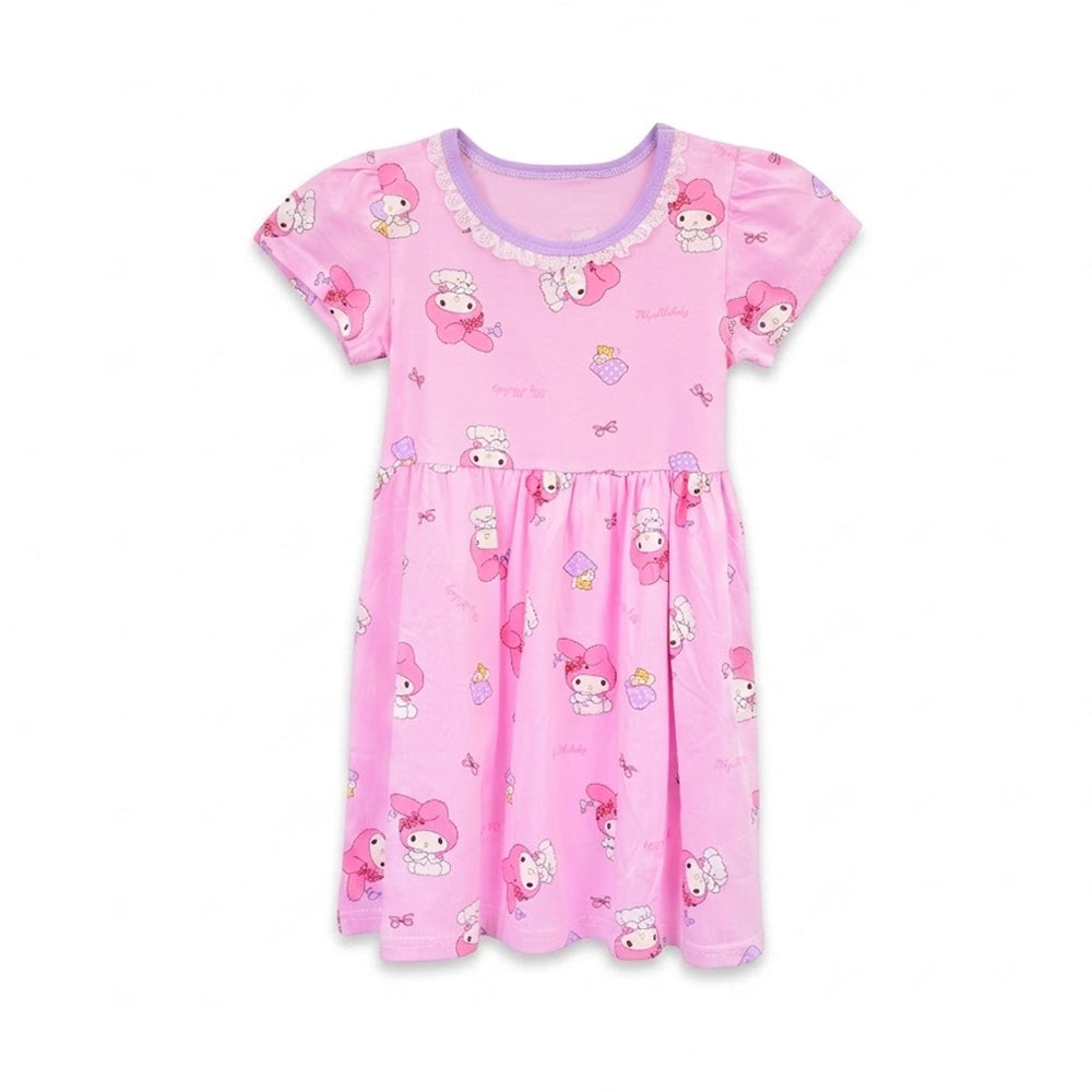 GIRLS S/S KNIT PRINTED FROCK ZHS-26 4-5 YEAR 018 W.G