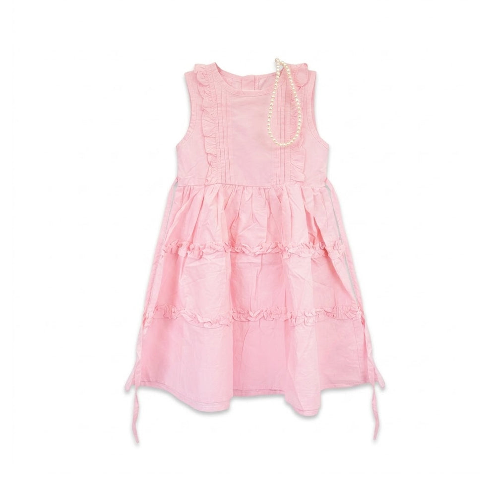 GIRLS S/L COTTON FROCK W-NECKLESS ZHS-26 5-6 YEAR 038 W.G