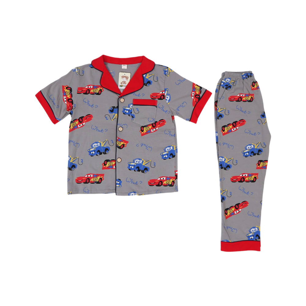 BOYS L/S 2PC FRONTOPEN SLEEPING SUIT (B) GREY ZHS-26 5-6YEAR