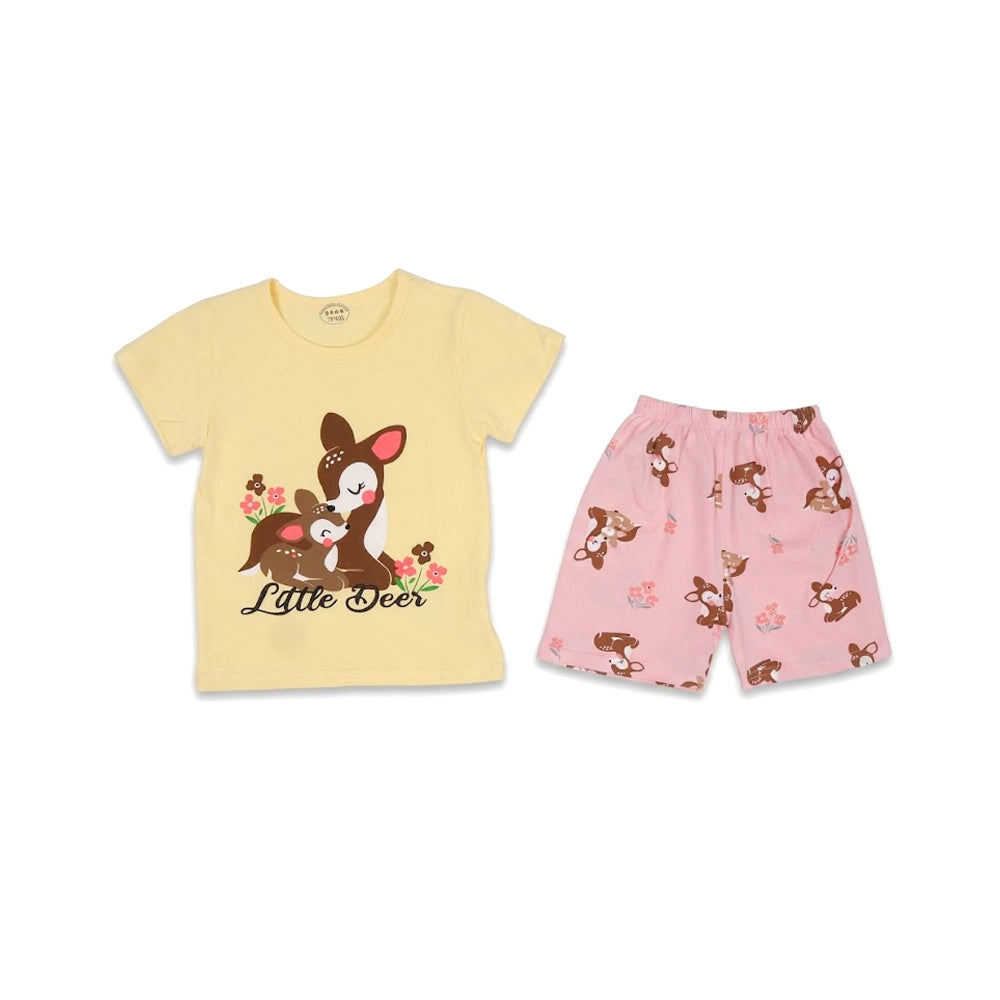 GIRLS S/S 2PC KNICKER SUIT MIX COL ZHS-26 3-4YEAR 107 W/G