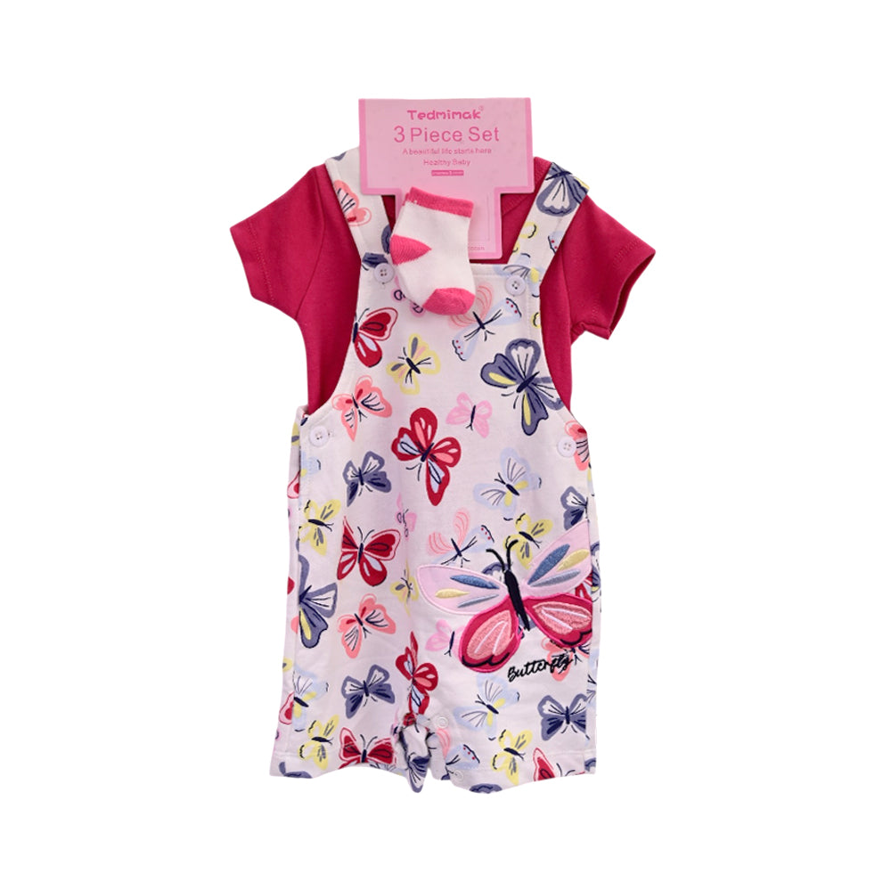 GIRLS CAPSLV 3PC ROMPER MIX COL ZHS-26 12-18M 1021 W/G