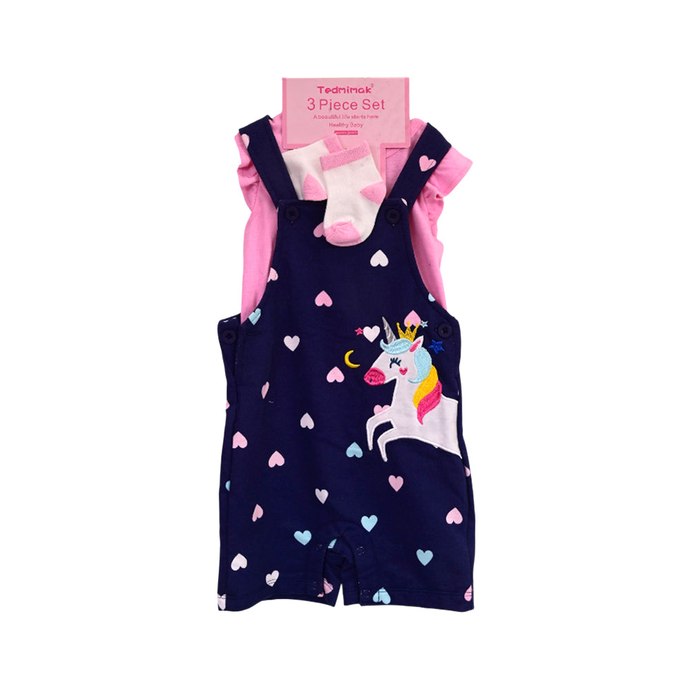 GIRLS CAPSLV 3PC ROMPER MIX COL ZHS-26 18-24M 1021 W/G