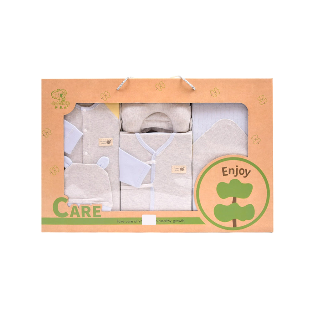 BABY 10PC GIFT SET BOX PRINTED BLUE/GREY IRS-26 8103
