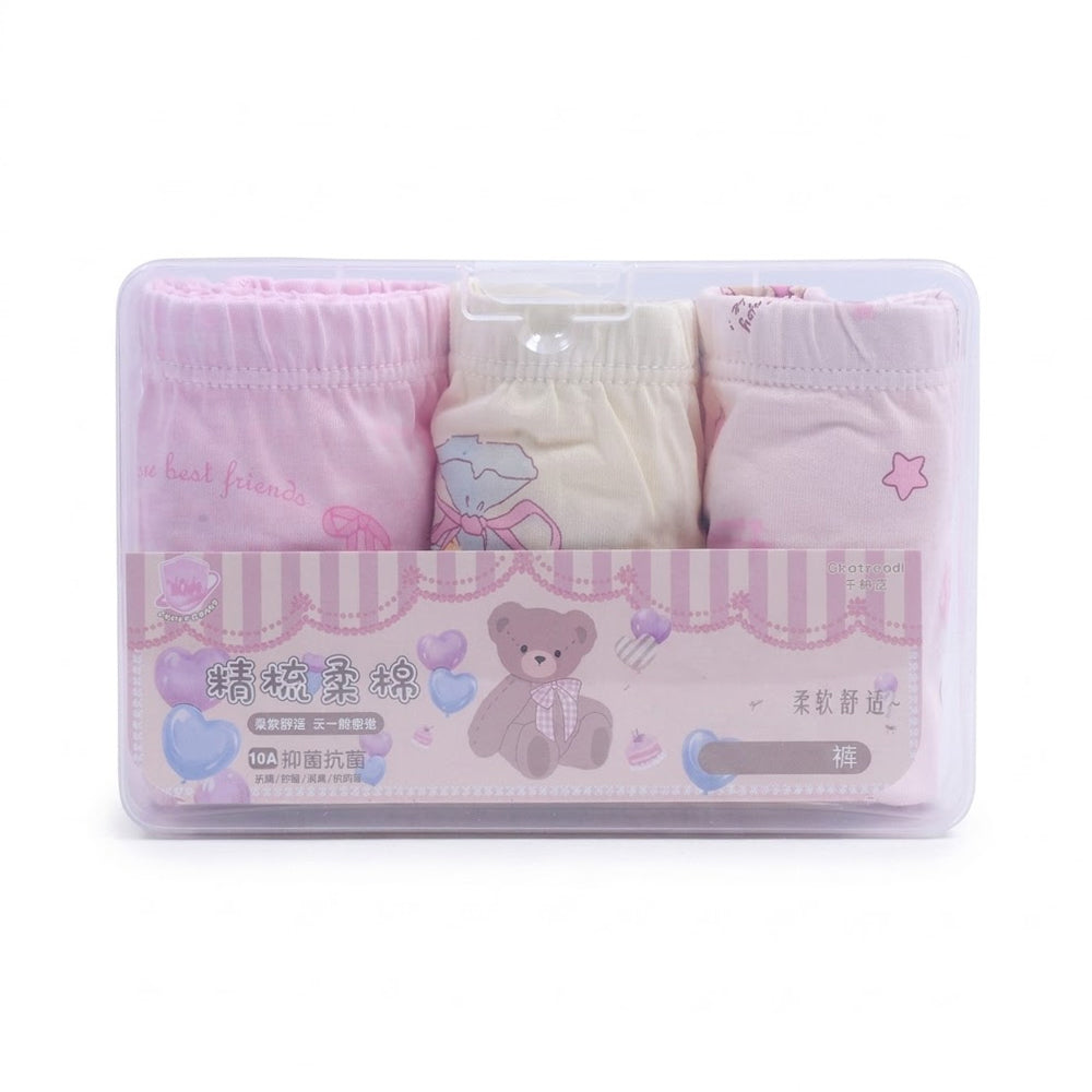 GIRLS 3PC BOXER IN BOX MIX COL IRS-26 3-4 YEAR D001