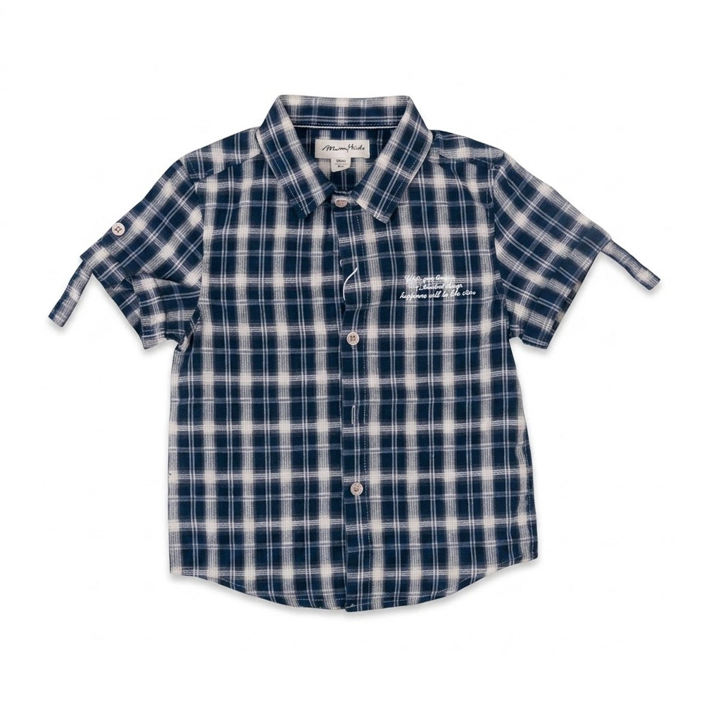 BOYS S/S CASUAL CHECK SHIRT GREEN IRS-26 2-3 YEAR MS-26SS57