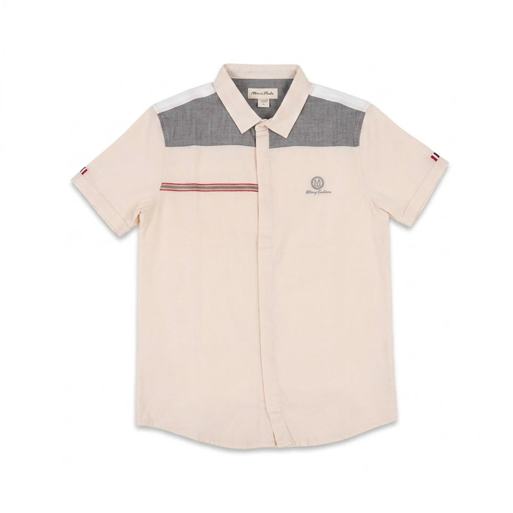BOYS S/S CASUAL SHIRT BEIGE IRS-26 8-9 YEAR LS-02249