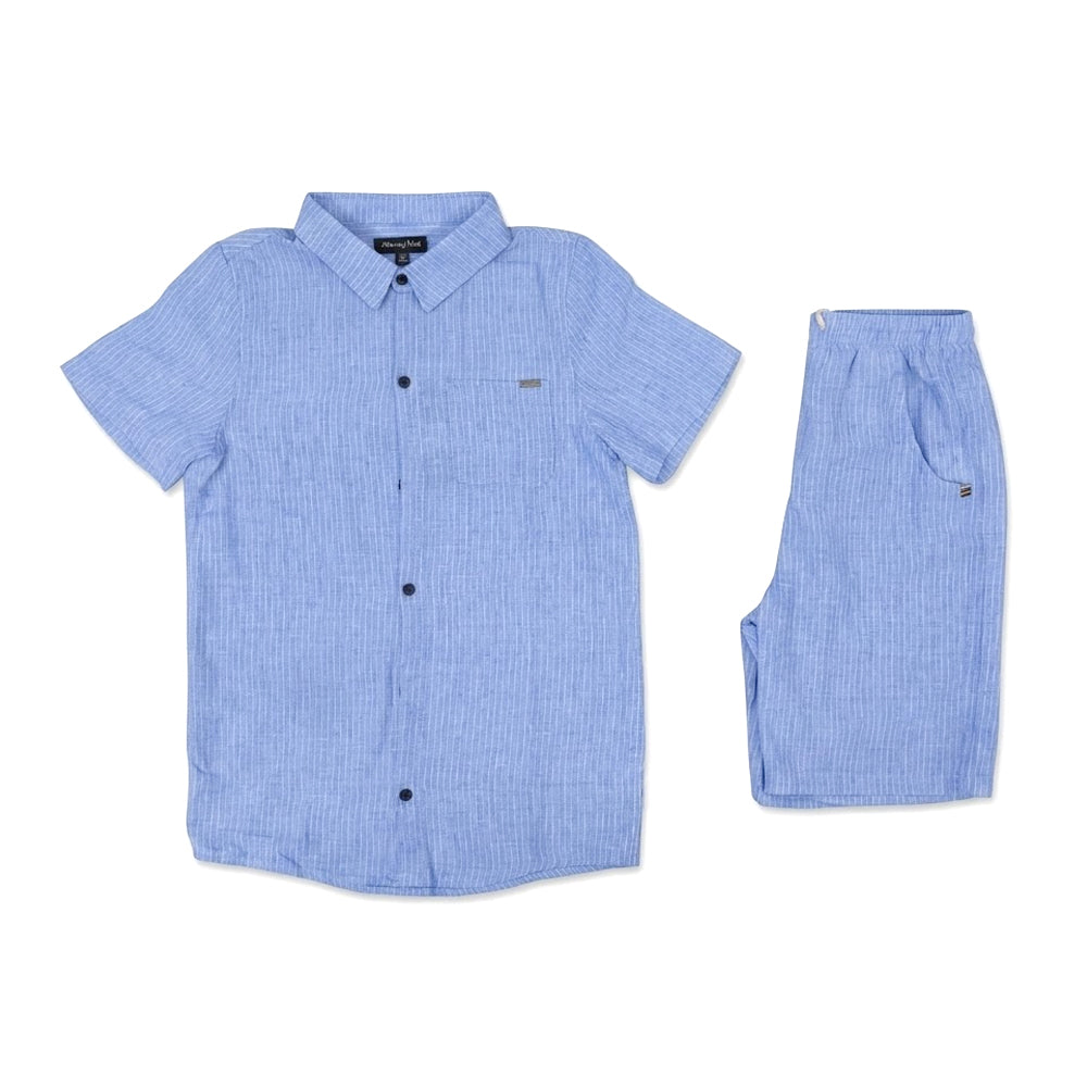 BOYS S/S 2PC KNICKER SUIT BLUE IRS-26 11-12 YEAR TZH-2506