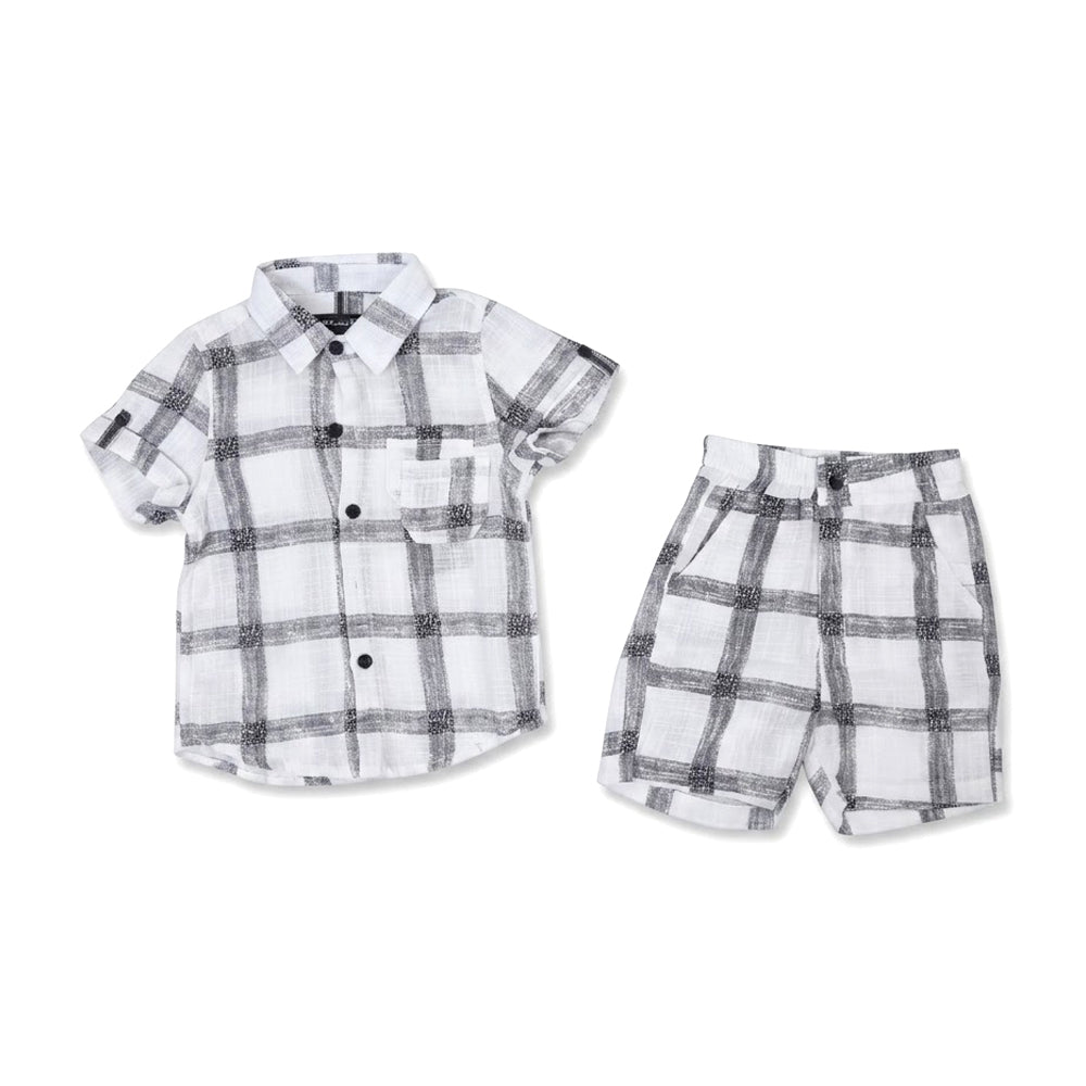 BOYS S/S 2PC KNICKER SUIT WHITE IRS-26 12-18M TZH-2513