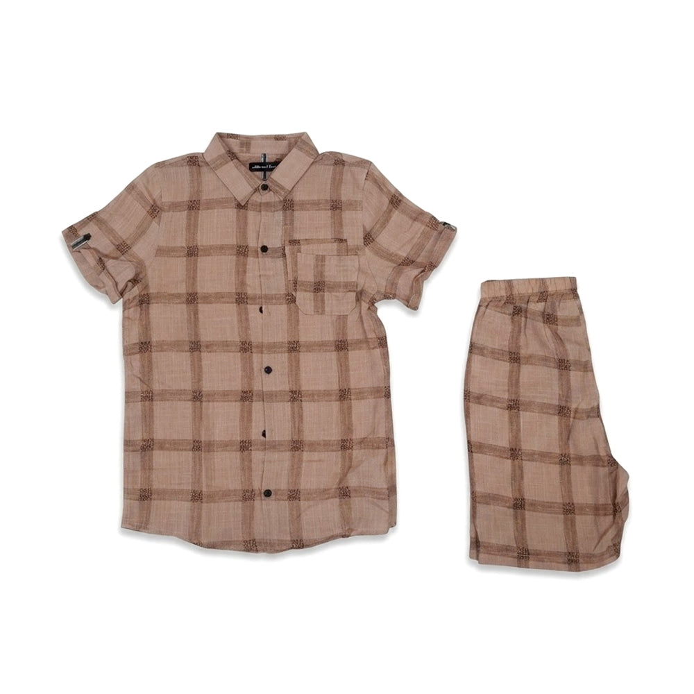 BOYS S/S 2PC KNICKER SUIT COFFEE IRS-26 10-11 YEAR TZH-2513