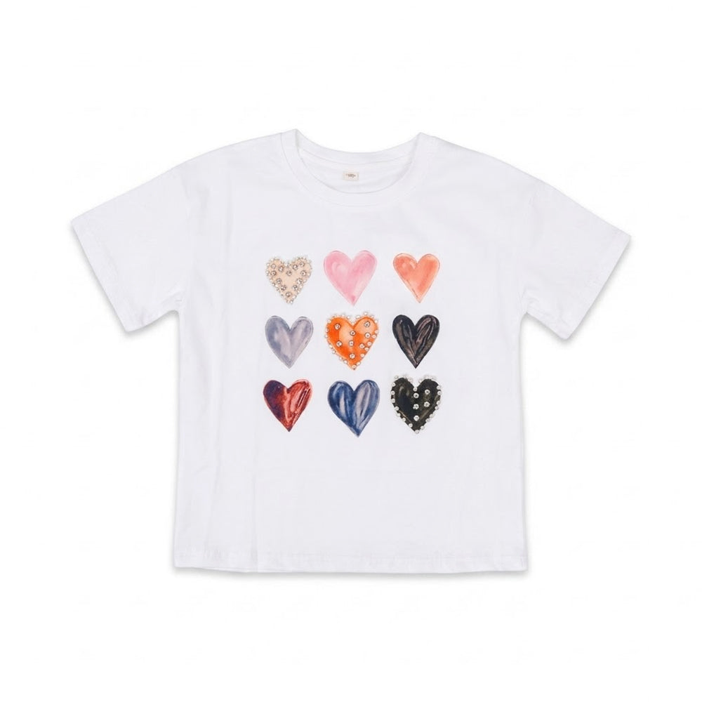 GIRLS S/S KNIT FANCY BLOUSE WHITE IRS-26 5-6 YEAR 002