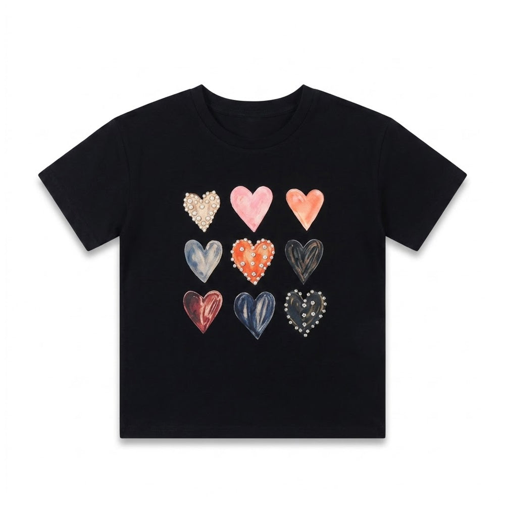 GIRLS S/S KNIT FANCY BLOUSE BLACK IRS-26 5-6 YEAR 002