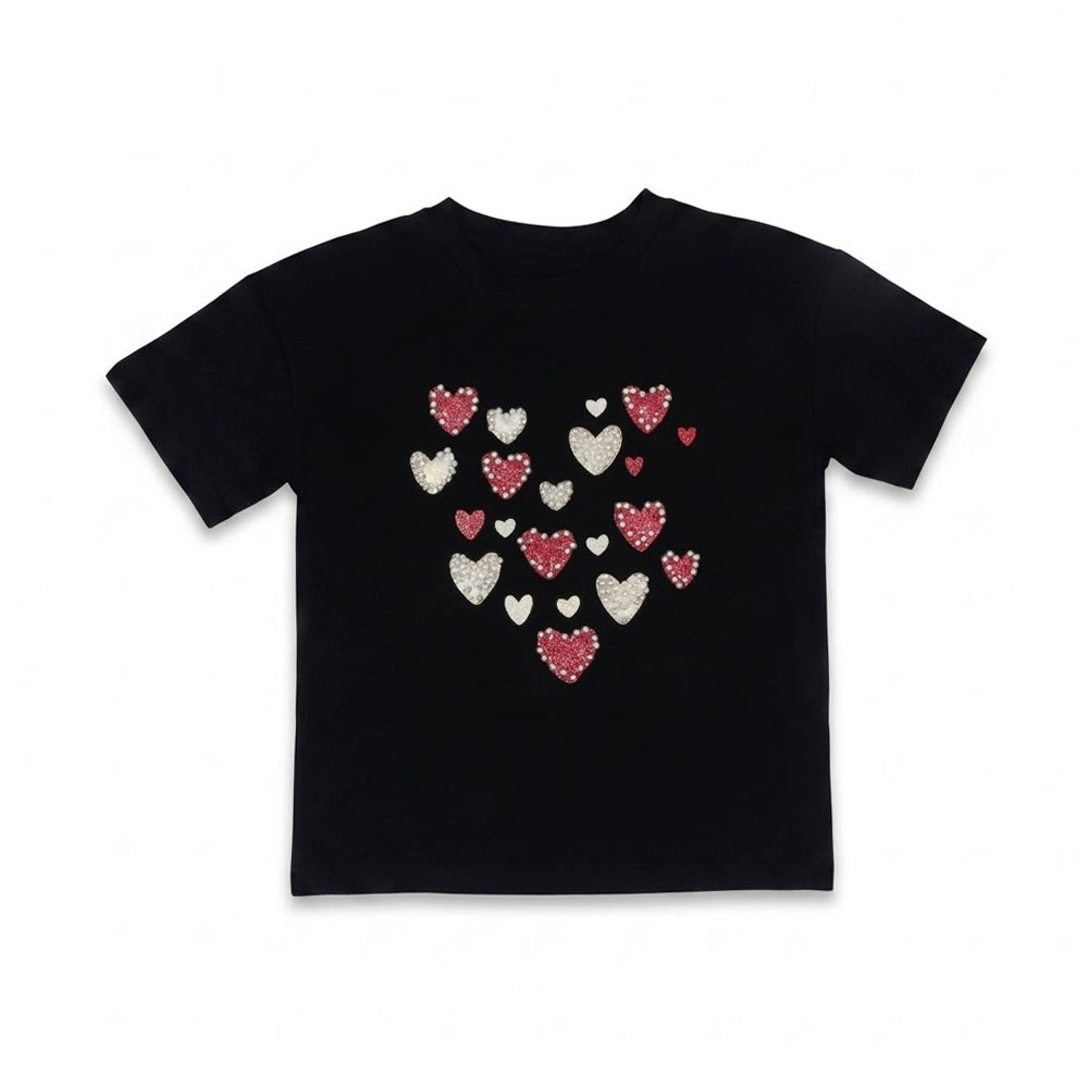GIRLS S/S KNIT FANCY BLOUSE BLACK IRS-26 5-6 YEAR 004