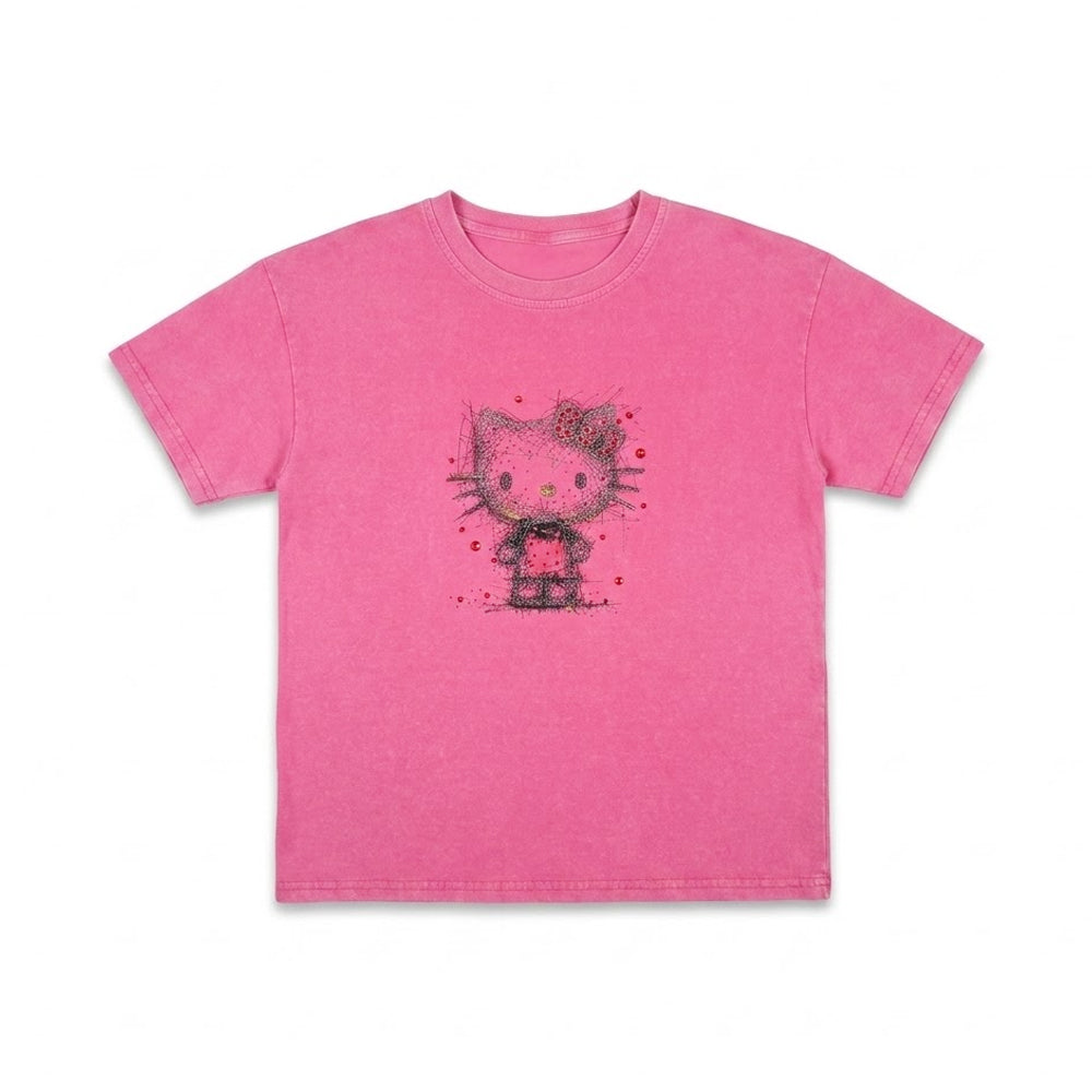 GIRLS S/S KNIT FANCY BLOUSE PINK IRS-26 8-9 YEAR 005