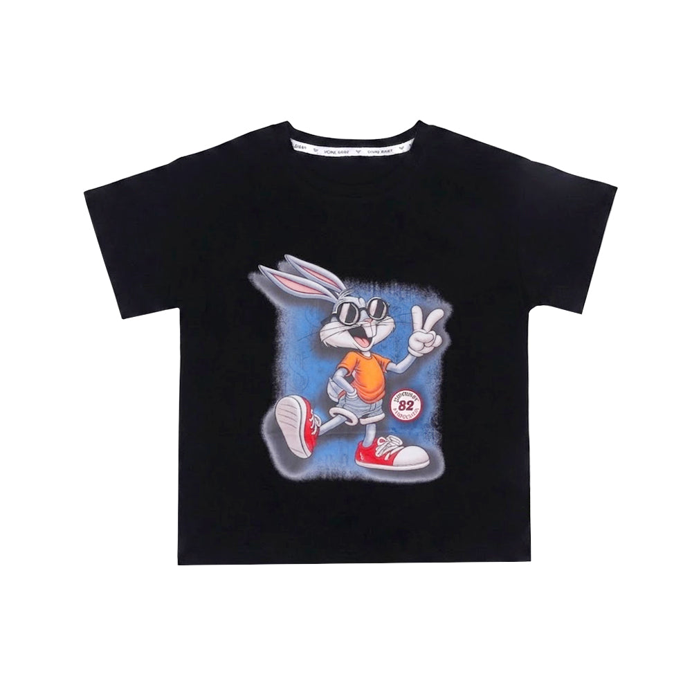 BOYS S/S R-NECK T SHIRT BLACK IRS-26 012