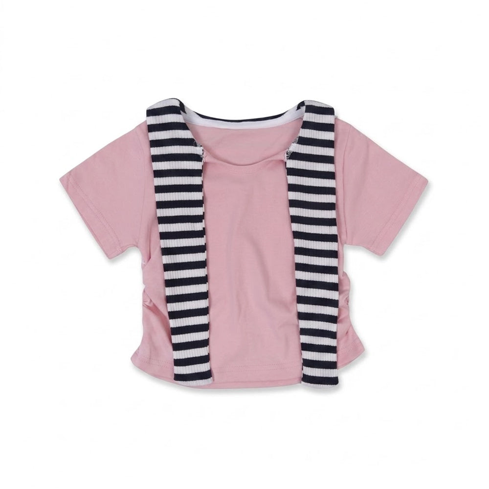 GIRLS S/S KNIT BLOUSE PINK IRS-26 019