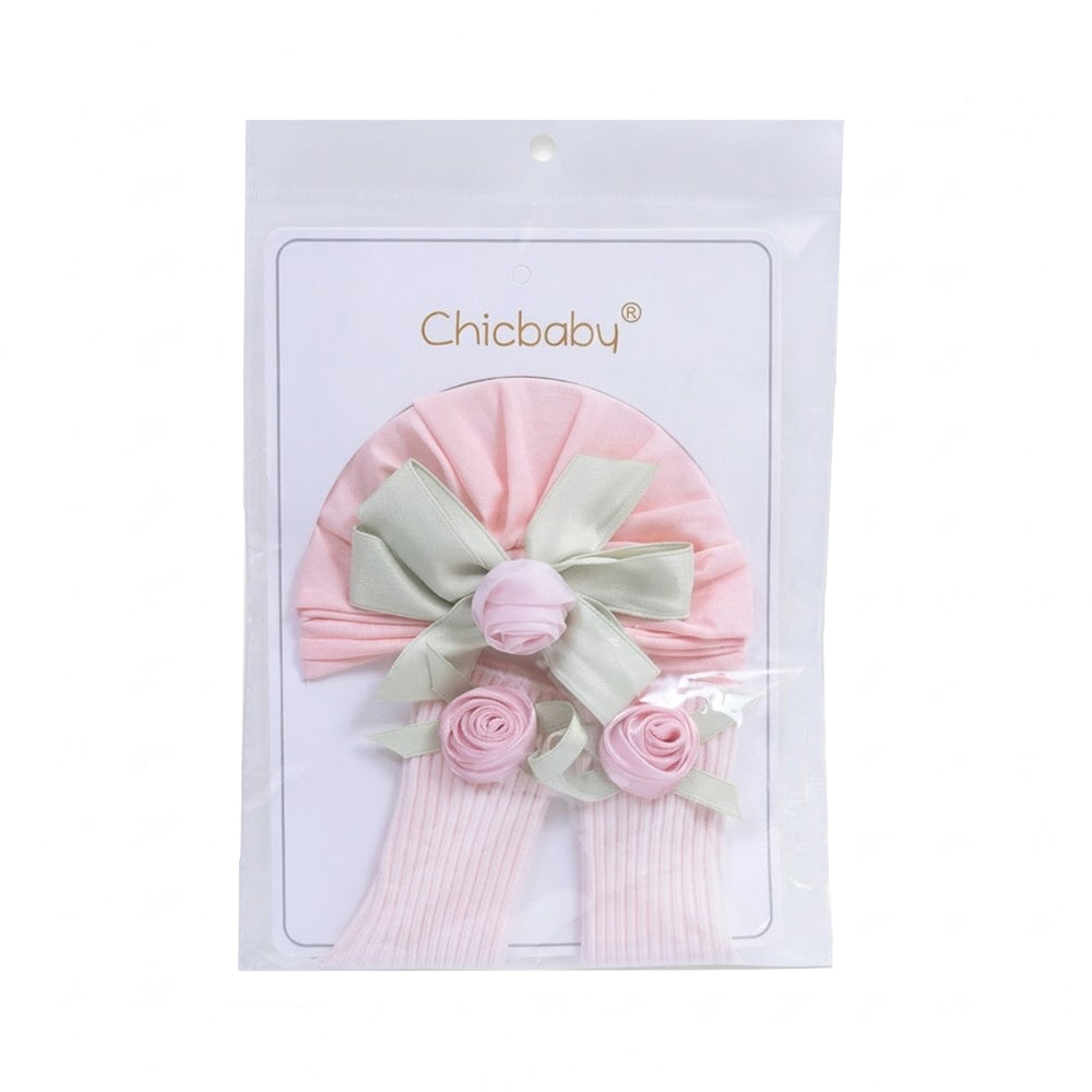 BABY 2PC CAP & SOCK SET MIX COLOR IR-26 0-6M NO1 (A)