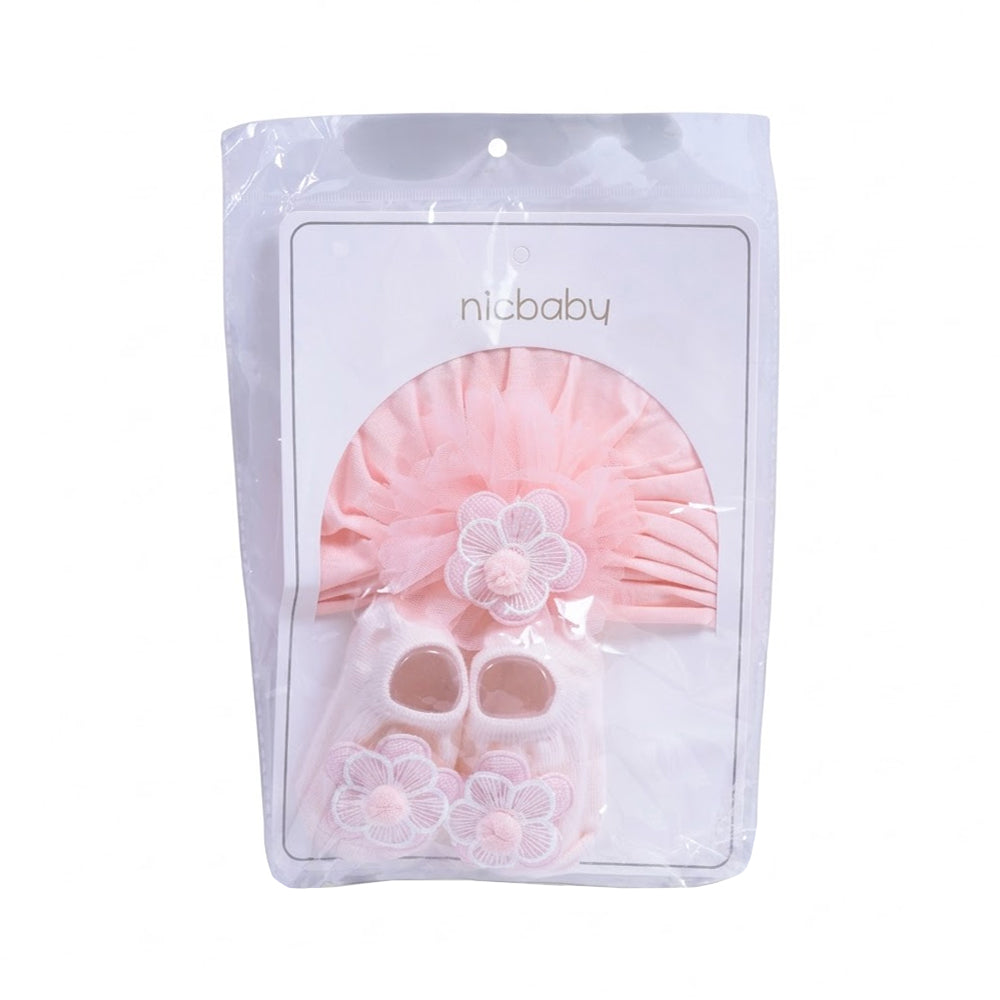 BABY 2PC CAP WITH BOOTIES SET MIX COLOR IR-26 0-6M NO1 (B)