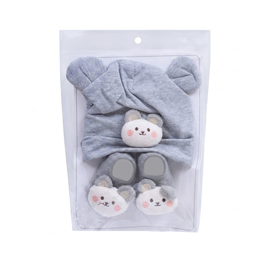 BABY 2PC CAP WITH BOOTIES SET MIX COLOR IR-26 0-6M NO1 (B)