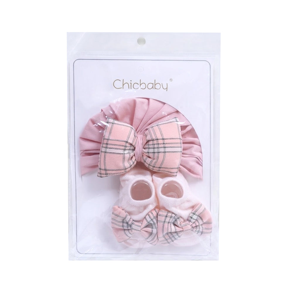 BABY 2PC CAP WITH BOOTIES SET MIX COLOR IR-26 0-6M NO1 (B)