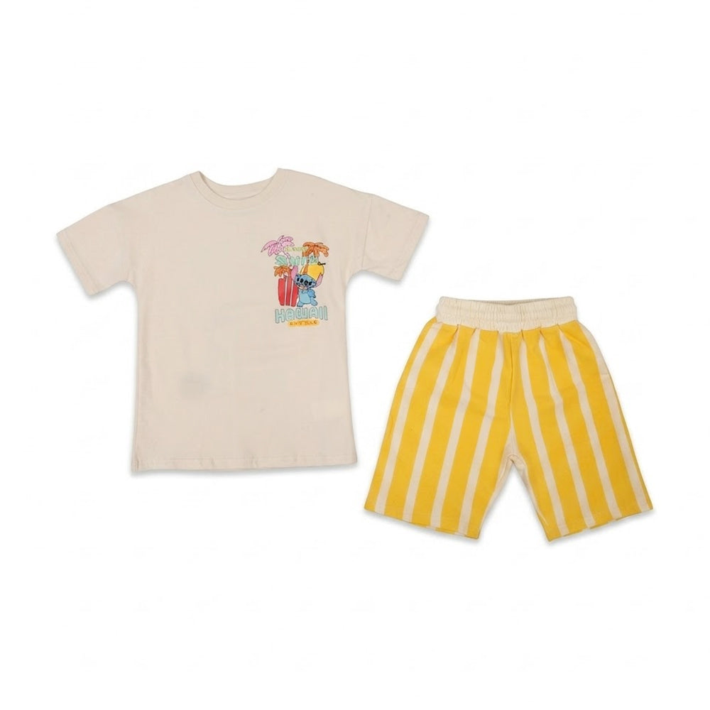 BOYS S/S 2PC KNICKER SUIT OFF WHITE IR S-26 4-5 YEAR NO4