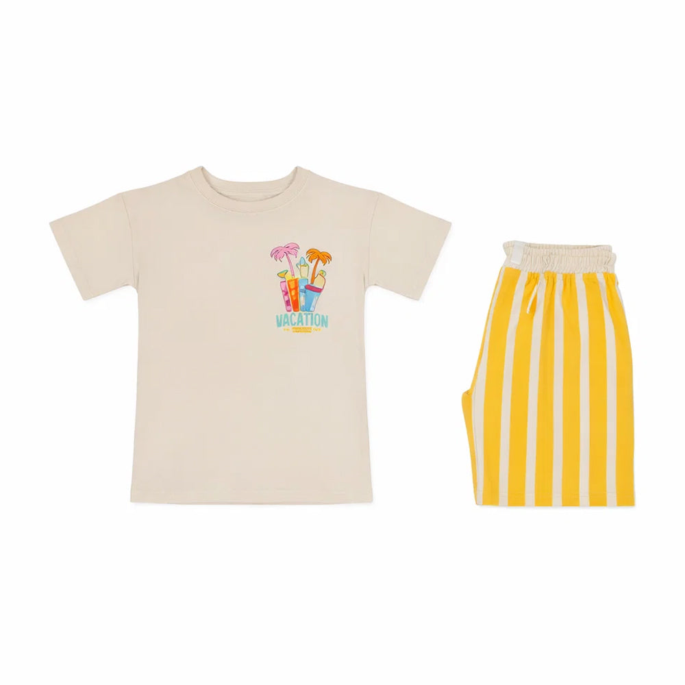 BOYS S/S 2PC KNICKER SUIT OFF WHITE IR S-26 9-10 YEAR NO4