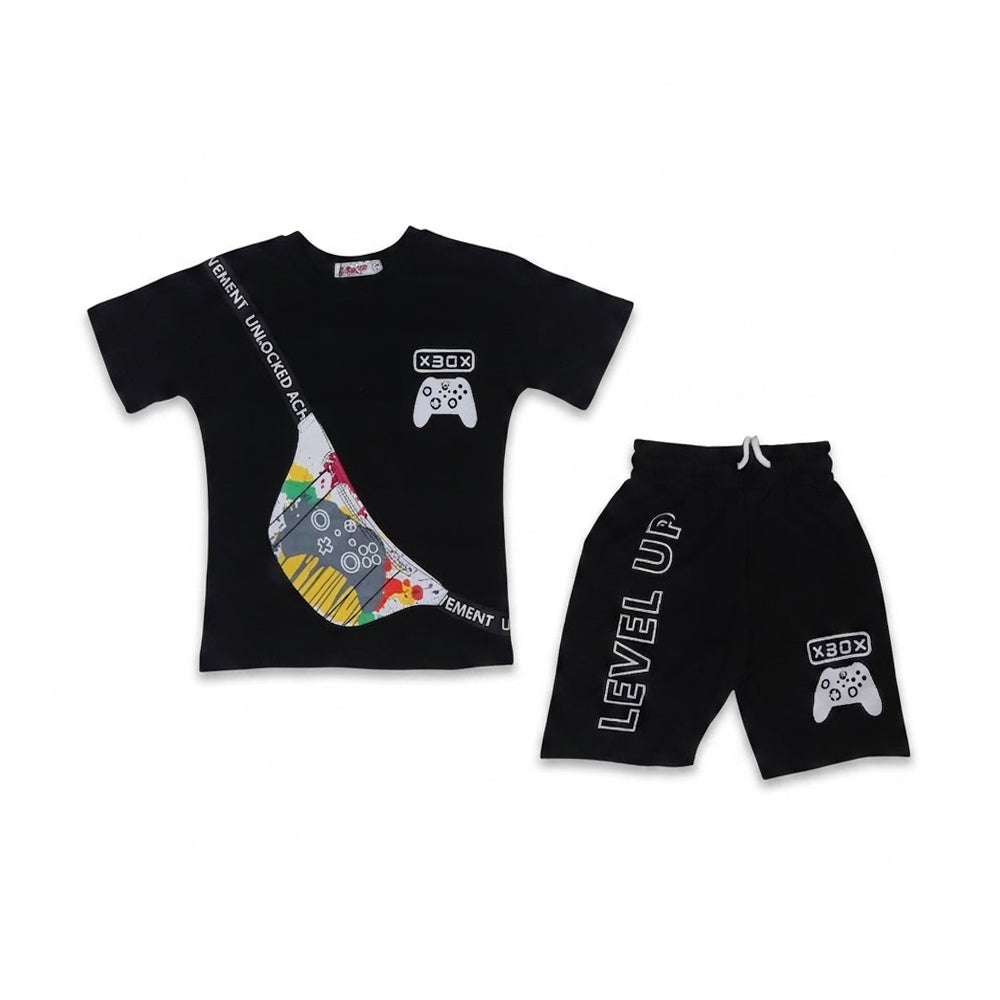 BOYS S/S 2PC KNICKER SUIT BLACK IR S-26 3-4 YEAR NO6