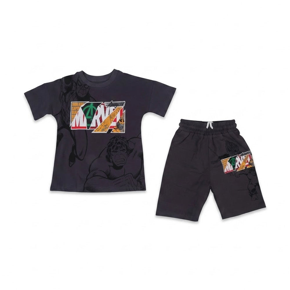 BOYS S/S 2PC KNICKER SUIT D-GREY IR S-26 3-4 YEAR NO7