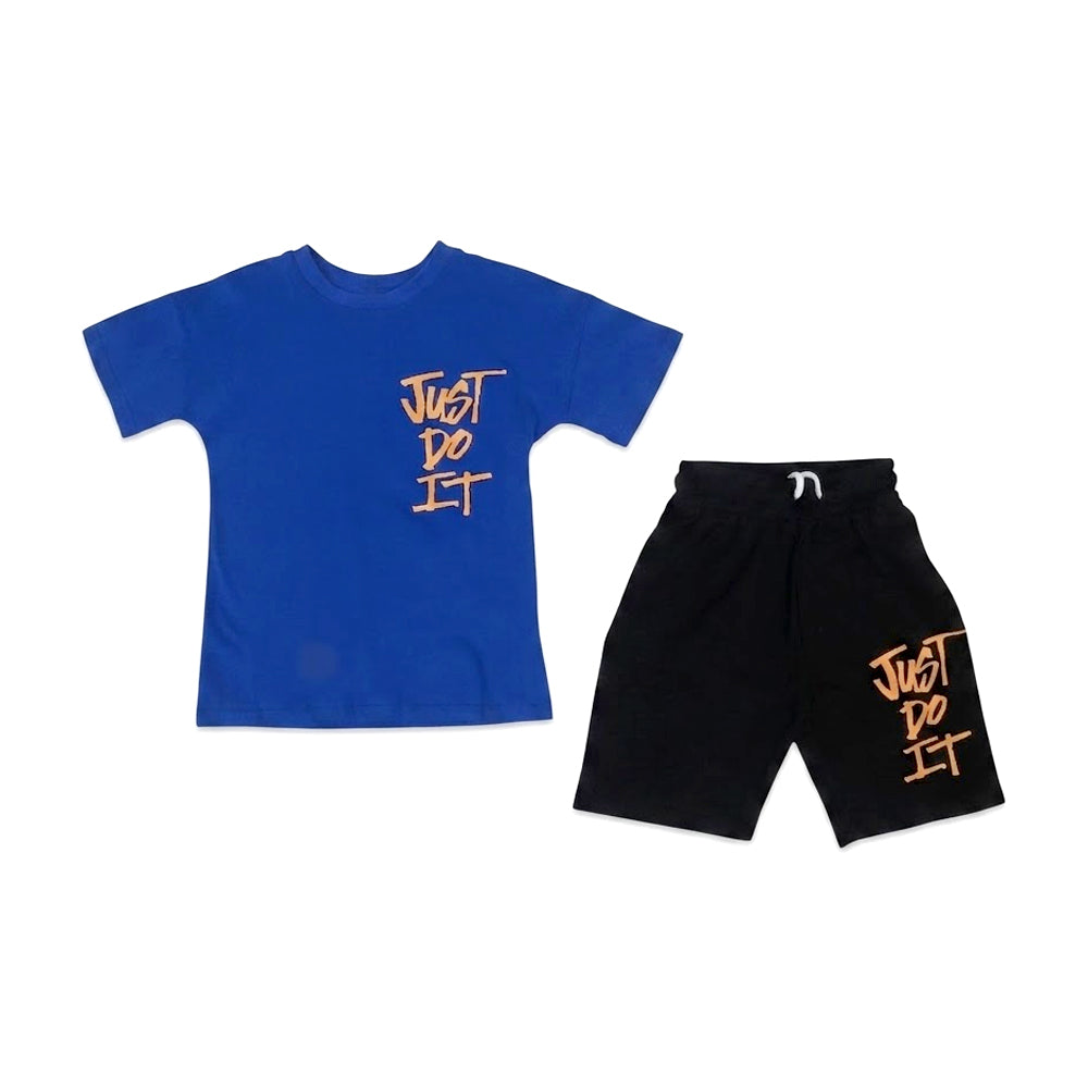 BOYS S/S 2PC KNICKER SUIT R-BLUE IR S-26 4-5 YEAR NO11