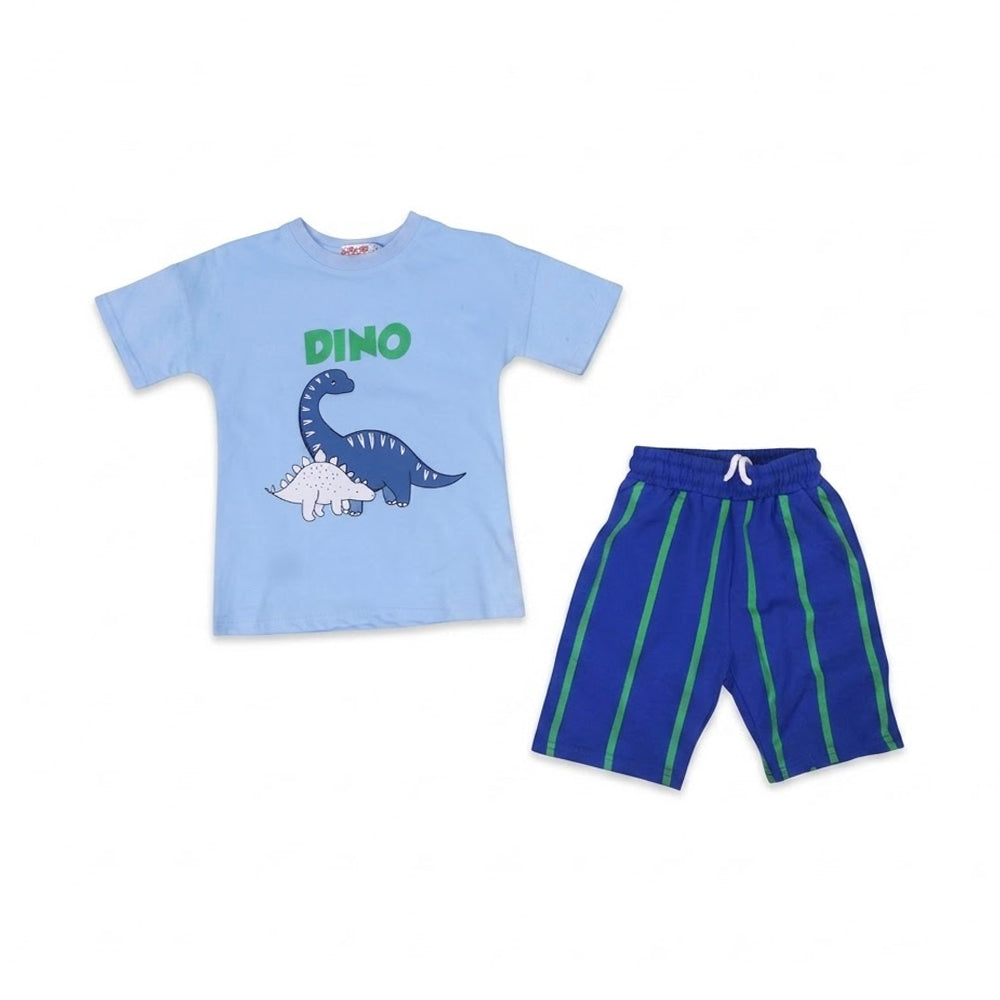 BOYS S/S 2PC KNICKER SUIT SKY BLUE IR S-26 4-5 YEAR NO13