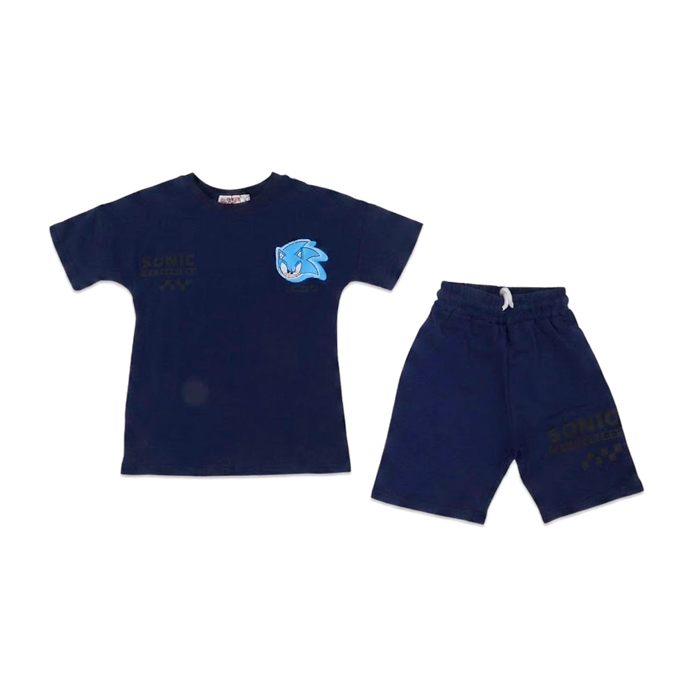 BOYS S/S 2PC KNICKER SUIT NVY BLUE IR S-26 3-4 YEAR NO17