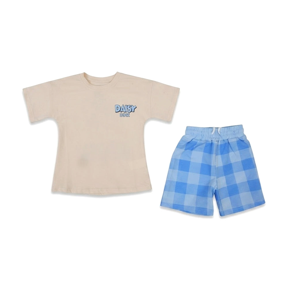 BOYS S/S 2PC KNICKER SUIT OFF WHITE IR S-26 3-4 YEAR NO19