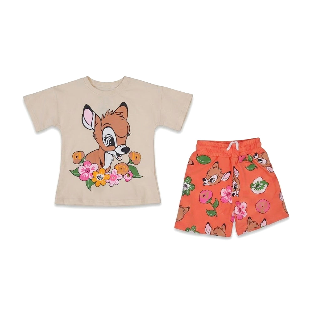 GIRLS S/S 2PC KNICKER SUIT OFF WHITE IR S-26 3-4 YEAR NO20