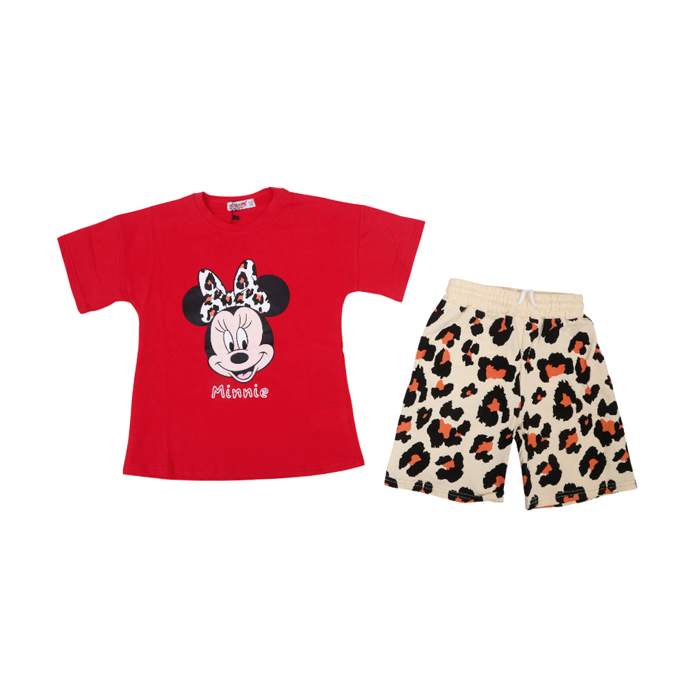 GIRLS S/S 2PC KNICKER SUIT RED IR S-26 9-10 YEAR NO21
