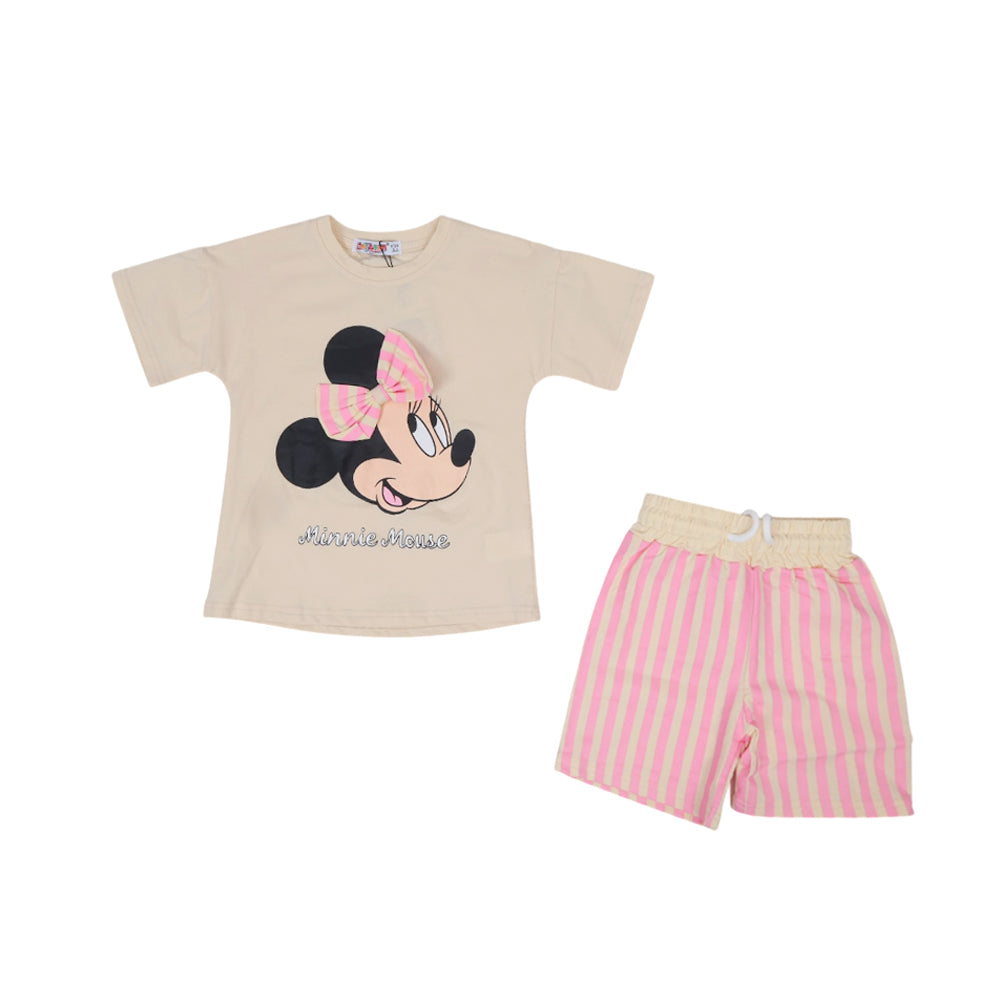 GIRLS S/S 2PC KNICKER SUIT OFF WHITE IR S-26 3-4 YEAR NO23